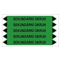 Značení potrubí, sekundární okruh,5 ks, 150 × 12 mm